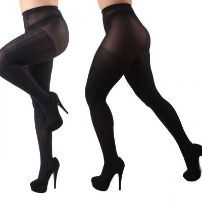 Candelabra/Solid Control Top Tights 2 Pack